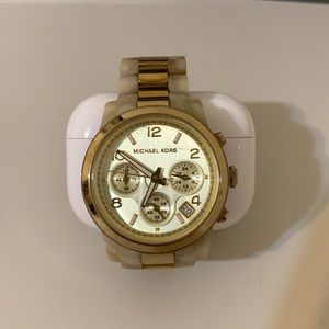 Michael Kors Gold and White Tortoise Watch